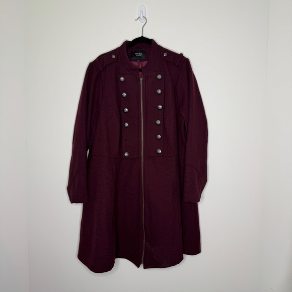 Torrid *missing button* Double-Breasted Burgundy Coat 4X - Picture 3 of 8